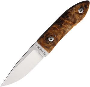 Maserin Brown Fixed Blade Knife Dyed Wooden 14C28N Stainless Steel Clip Point 923RA