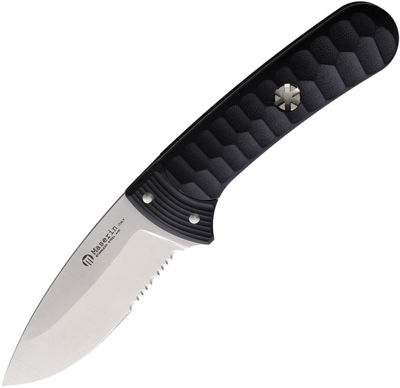 Maserin Sax Black G10 Serrated 440 Stainless Fixed Blade Knife w/ Sheath 975