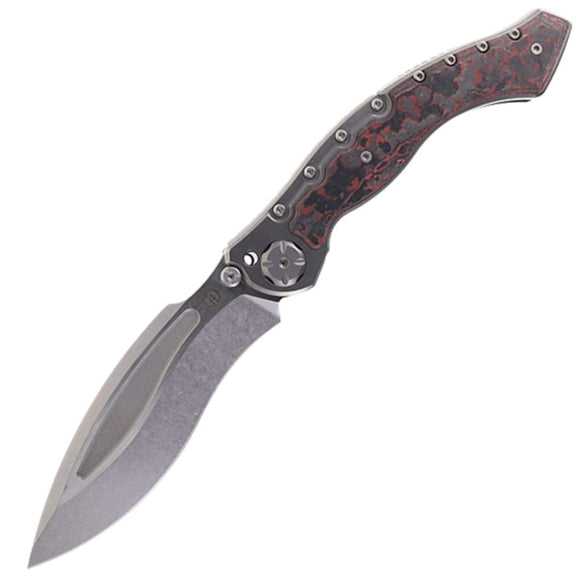 Maxace Vortex Framelock Red Carbon Fiber & Titanium Folding M390 Knife M04B