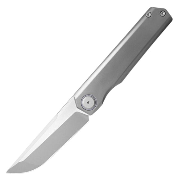 Maxace Racoon Dog Framelock Gray Titanium Folding CPM-S90V Pocket Knife M08A
