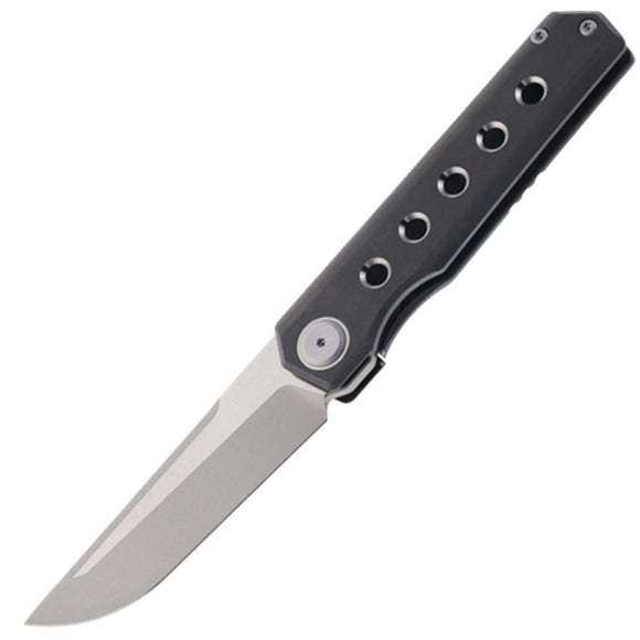 Maxace Racoon Dog Framelock Black Titanium Folding RWL34 Pocket Knife M08C
