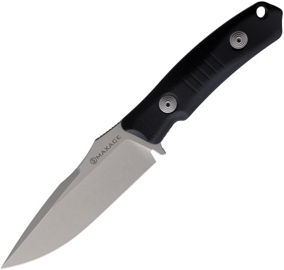 Maxace Baal Black G10 Vanadis 4E Carbon Steel Fixed Blade Knife w/ Sheath MBL01