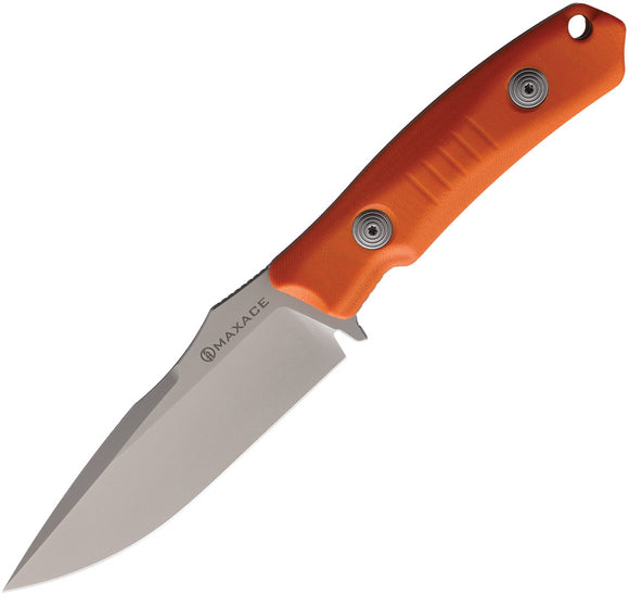 Maxace Baal Orange G10 Vanadis 4E Carbon Steel Fixed Blade Knife w/ Sheath MBL02