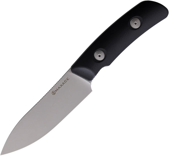 Maxace Baal Black G10 Vanadis 4E Carbon Steel Fixed Blade Knife w/ Sheath MBL03