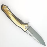 Maxace Amber III Pocket Knife Mokume & Titanium Folding Bohler M390 MCA303