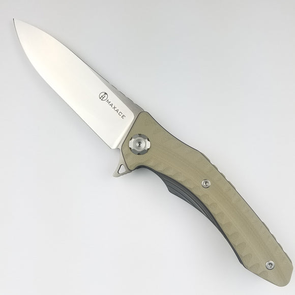 Maxace Zealot 2.0 Pocket Knife Linerlock Brown G10 Folding Bohler K110 MCZ203