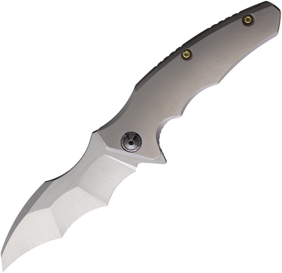 Maxace Dragon Pocket Knife Framelock Gray & Gold Titanium Folding M390 MDG02
