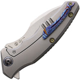 Maxace Dragon Pocket Knife Framelock Gray & Gold Titanium Folding M390 MDG02