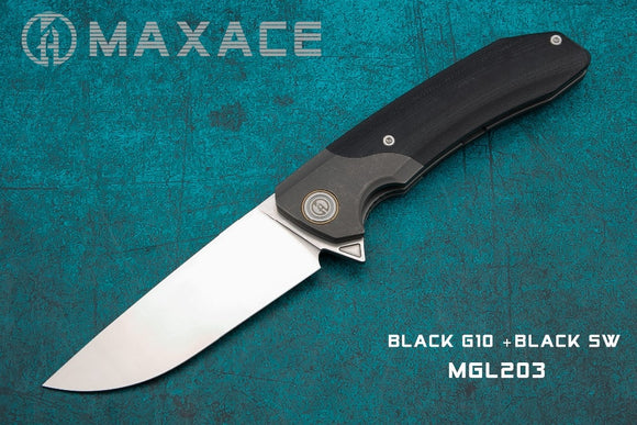 Maxace Goliath 2.0 Black G10 & Titanium K110 Linerloc Folding Knife gl203