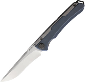 Maxace Kestrel Grey & Blue G10 Bohler M390 Folding Front Flipper t202