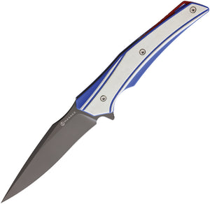 Maxace Ranger Linerlock Blue/White G10 Folding XW42 Steel Pocket Knife MRG02