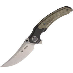 Maxace Rock Linerlock Gray Titanium & Micarta Folding M390 Pocket Knife MRK04