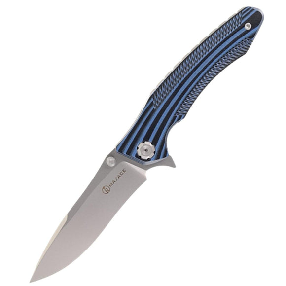 Maxace Zealot III Linerlock Black & Blue G10 Folding 10Cr15CoMoV Knife MZ302