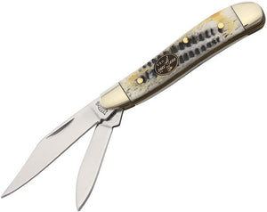 Frost Mojave Bone Handle Peanut Mustang Inlay Stainless Folding Knife