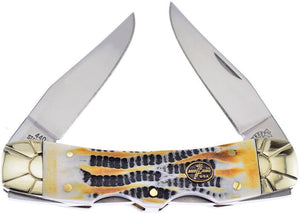 Frost Double Lock Steer Horn Mojave Bone Handle Stainless Folding Knife