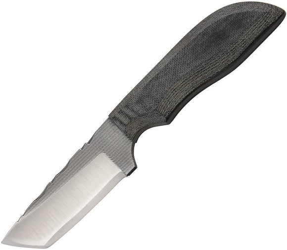 Anza Black Micarta Handle Fixed Tanto Blade Knife w/ Leather Belt Sheath