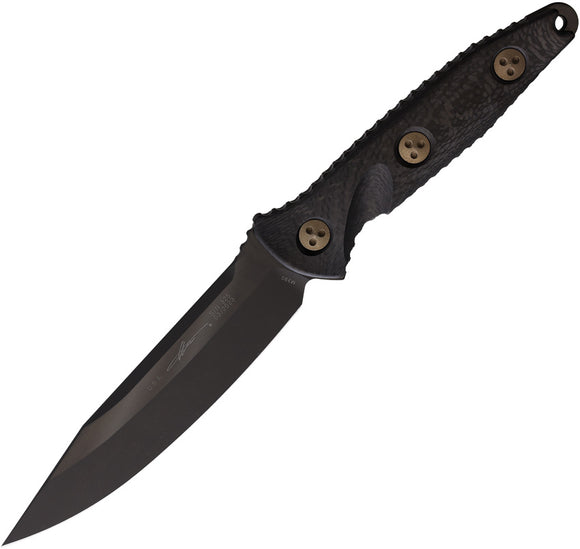 Microtech Socom Alpha Black Carbon Fiber Clip Pt Fixed Blade Knife w/ Sheath 1131DLCCFS