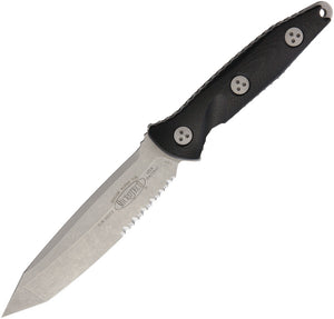 Microtech Socom Alpha Black G10 Apocalyptic Serrated Fixed Blade Knife 11411AP