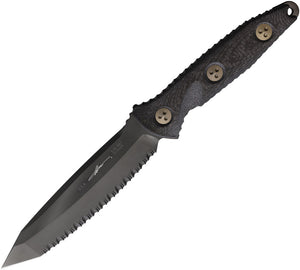 Microtech Socom Alpha Black Carbon Fiber Serrated Tanto Fixed Blade Knife 1143DLCCFS