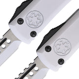 Microtech Automatic Combat Troodon Knives OTF White Aluminum Hellhound & Warhound 2pc Set 1191SETSTDS