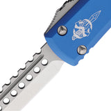 Microtech Automatic Ultratech Warhound OTF Knife Blue Aluminum Wharncliffe Blade 119W10BLS