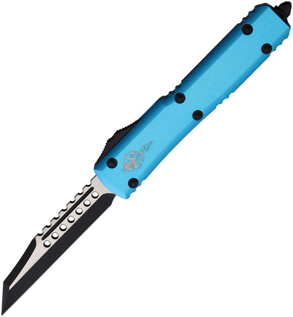 Microtech Automatic Signature Series Ultratech Warhound OTF Knife Turquoise Aluminum Blade 119W1TQS