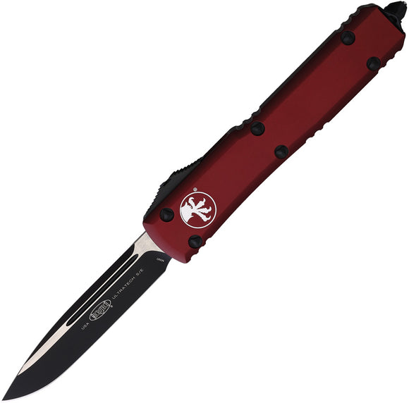 Microtech Automatic Ultratech OTF Knife Merlot Red Aluminum Black Drop Point Blade 1211MR