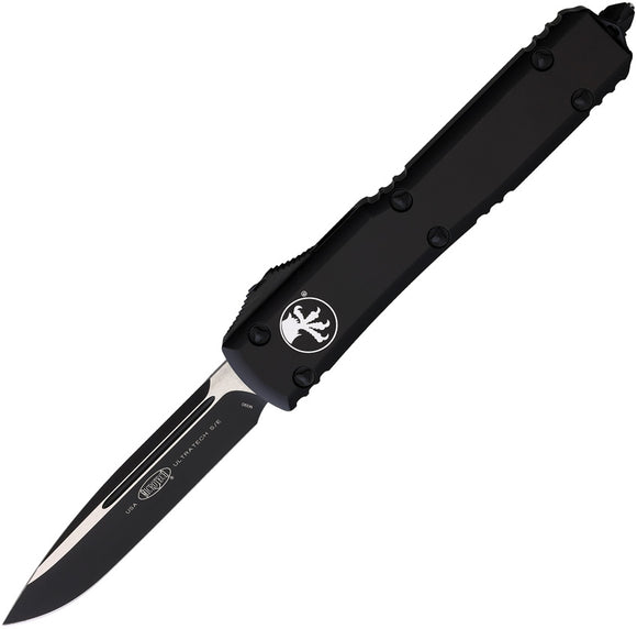 Microtech Automatic Ultratech OTF Knife Black Aluminum Black Drop Point Blade 1211T