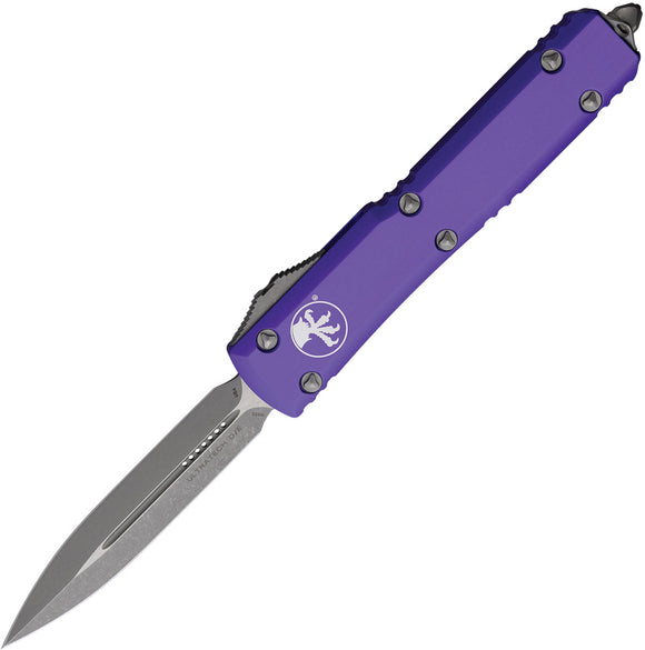 Microtech Automatic Ultratech OTF Knife Purple Aluminum Apocalyptic Double Edge Dagger Blade 12210APPU
