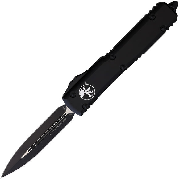 Microtech Automatic Ultratech OTF Knife Black Aluminum Black Double Edge Dagger Blade 1221T