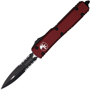 Microtech Automatic Ultratech OTF Knife Merlot Red Aluminum Black Partial Serrated Double Edge Blade 1222MR