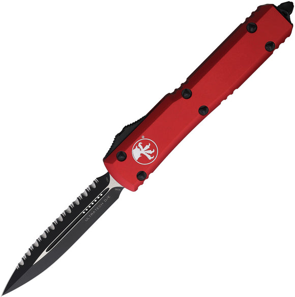 Microtech Automatic Ultratech OTF Knife Red Aluminum Serrated Double Edge Dagger Blade 1223RD