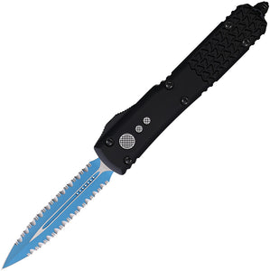 Microtech Automatic Ultratech OTF Jedi Knight Knife Black Aluminum Blue Serrated Double Edge Blade 122D3JK