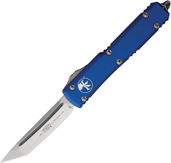 Microtech Automatic Ultratech OTF Knife Blue Aluminum Stonewash Tanto Blade 12310BL