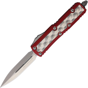 Microtech Automatic UTX-85 Daytona OTF Knife Red Aluminum & Brute Bubble Double Edge Blade 12610RDBI