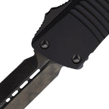 Microtech Automatic Combat Troodon OTF Knife Black Aluminum Damascus Double Edge Blade 14216DLCTSH