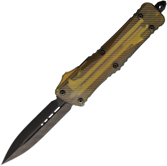Microtech Automatic Combat Troodon OTF Knife Ultem & Black Aluminum Damascus Dagger Blade 14216DLCTULS