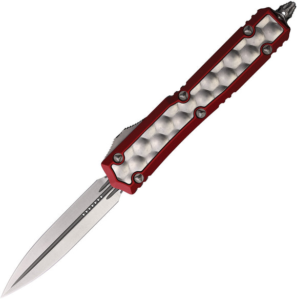 Microtech Automatic Signature Series Makora OTF Knife Red Aluminum & Brute Bubble Double Edge Blade 20610RDBI