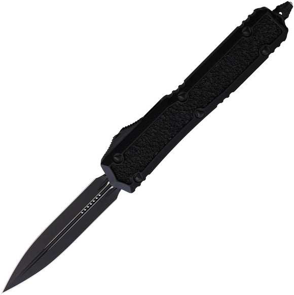 Microtech Automatic Signature Series Makora OTF Knife Black Aluminum & Traction Double Edge Blade 2061TS