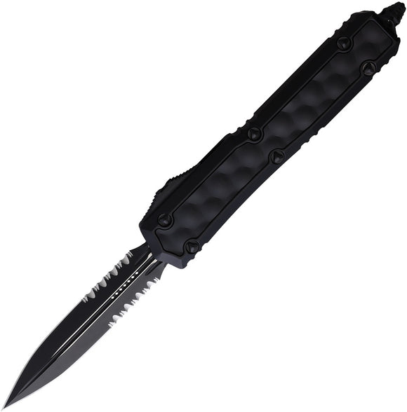 Microtech Automatic Signature Series Makora Knife OTF Black Aluminum & Brute Bubble Serrated Blade 2062TBIS