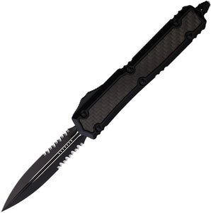 Microtech Automatic Signature Series Makora OTF Knife Aluminum & CF Partial Serrated Double Edge Blade 2062TCFIS