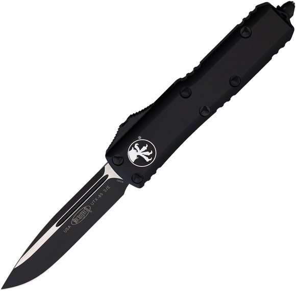 Microtech Automatic UTX-85 OTF Knife Black Aluminum Black Drop Point Blade 2311T