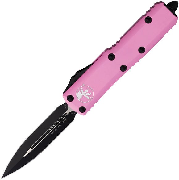 Microtech Automatic UTX-85 OTF Knife Barbie Blasted Pink Aluminum Double Edge Dagger Blade 2321BPK