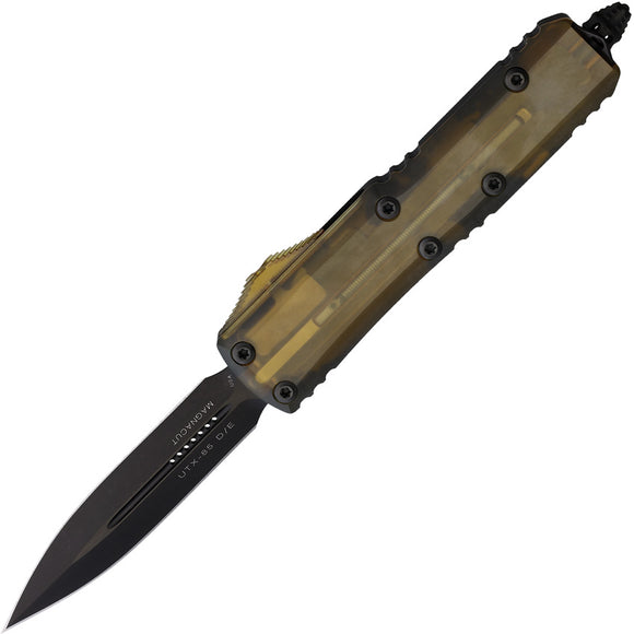 Microtech Automatic UTX-85 OTF Knife Ultem & Black Aluminum Double Edge Dagger Blade 2321DLCTULS