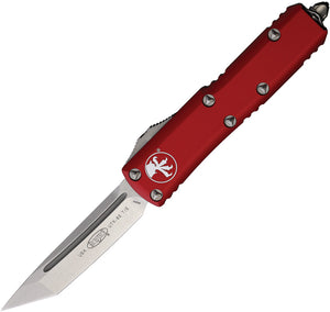 Microtech Automatic UTX-85 OTF Knife Red Aluminum Stonewash Tanto Blade 23310RD