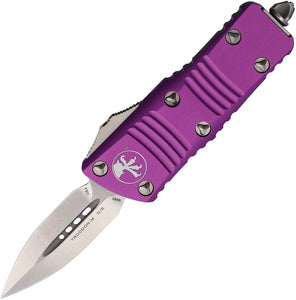 Microtech Automatic Mini Troodon OTF Knife Violet Aluminum Double Edge Dagger Blade 23810VI