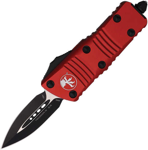 Microtech Automatic Mini Troodon OTF Knife Red Aluminum Black Double Edge Dagger Blade 2381RD