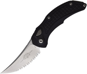 Microtech Automatic Brachial Knife Button Lock Black Aluminum Serrated Trailing Pt Blade 268A12