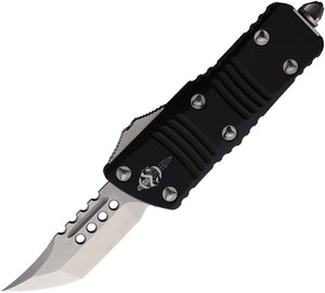 Microtech Automatic Mini Troodon Knife OTF Black Aluminum Hellhound Tanto Blade 81910S