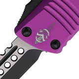 Microtech Automatic Mini Troodon Knife OTF Violet Aluminum Hellhound Tanto Blade 8191VIS